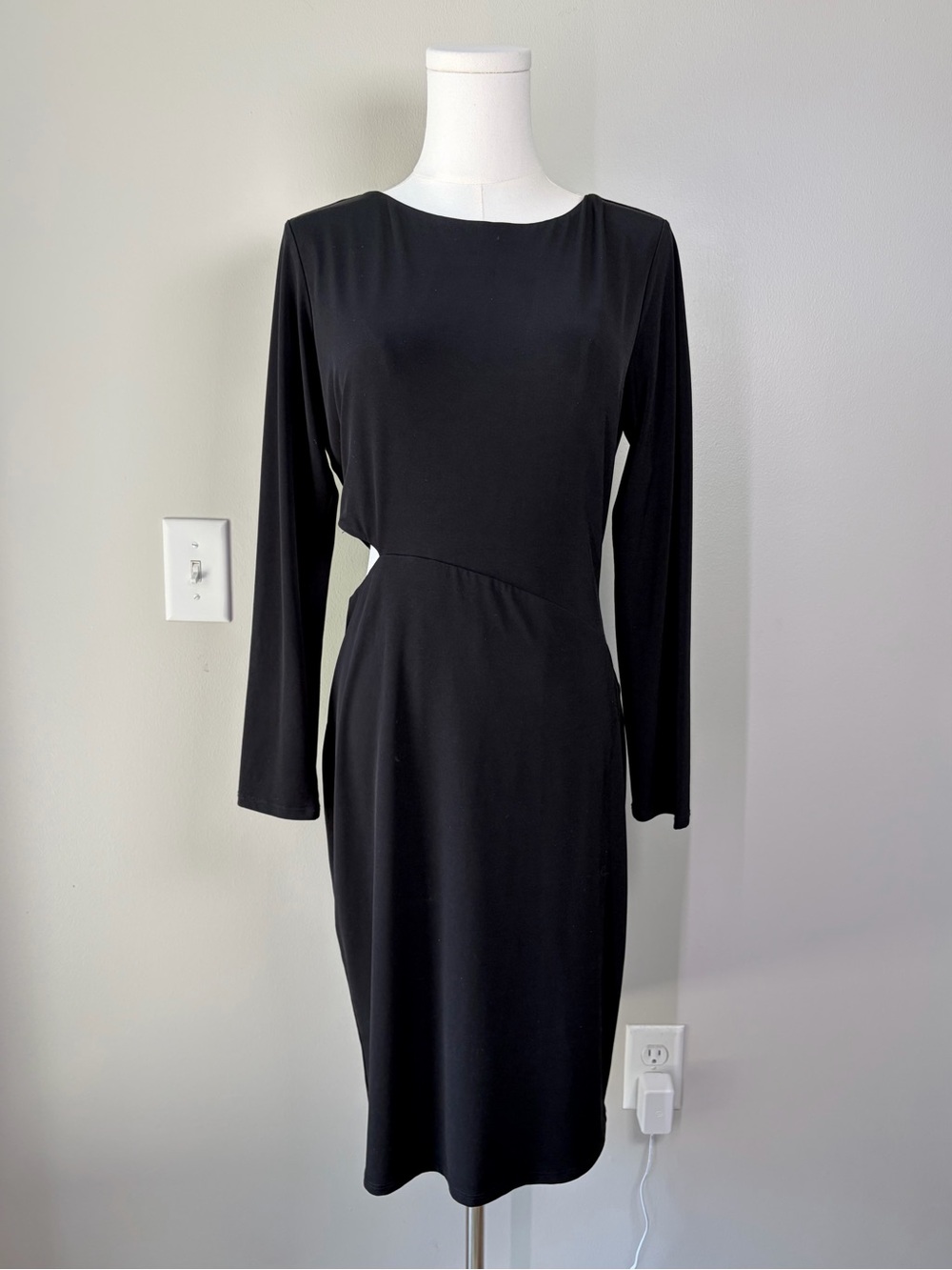 Velvet By Graham & Spencer Black Side Cut Out Dress Sleek Chic Cocktail